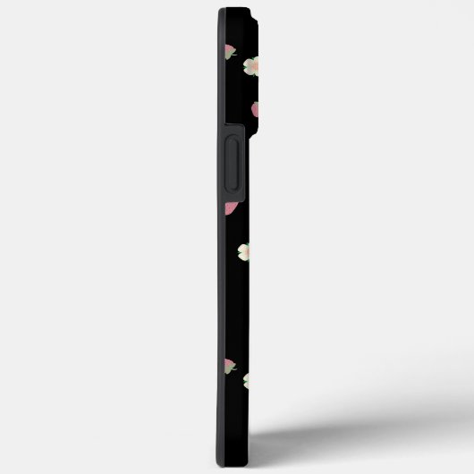 Aardbeien en bloemen Zwart Patroon Case-Mate iPhone Case (Achterkant / Rechts)