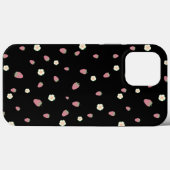 Aardbeien en bloemen Zwart Patroon Case-Mate iPhone Case (Achterkant (horizontaal))
