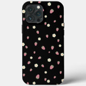 Aardbeien en bloemen Zwart Patroon Case-Mate iPhone Case (Achterkant)