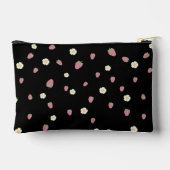 Aardbeien en bloemen Zwart Patroon Etui (Achterkant)