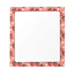 Aardbeien en Bloesems Coral Pink Notitieblok