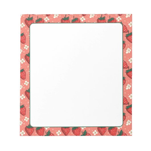 Aardbeien en Bloesems Coral Pink Notitieblok (Voorkant)