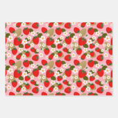 Aardbeien en bloesems inpakpapier vel (Voorkant 2)