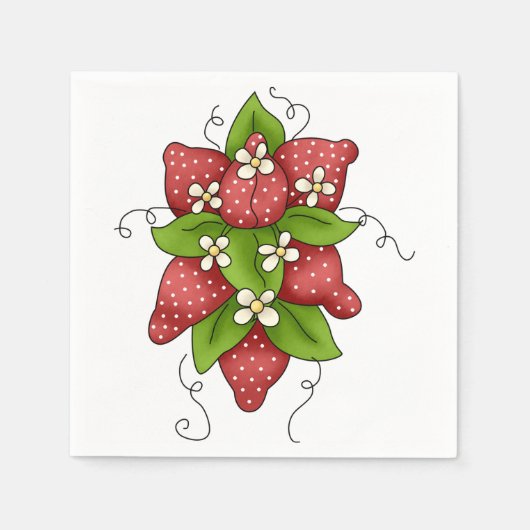 Aardbeien en Bloesems Papieren Servetten (Voorkant)