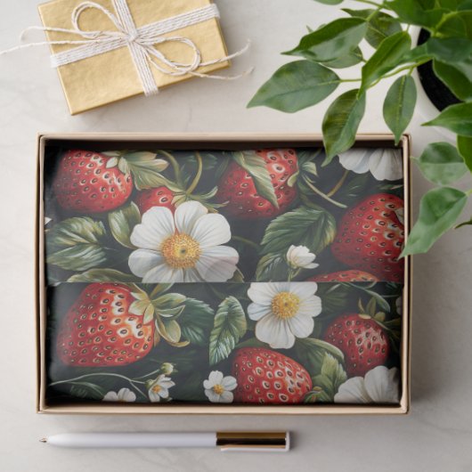 Aardbeien en Bloesems Patroon Decoupage Tissuepapier (Geschenk)