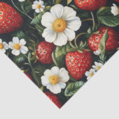 Aardbeien en Bloesems Patroon Decoupage Tissuepapier (Detail)