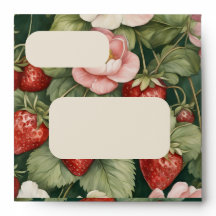 Aardbeien en Blooms Square Invitation Envelop