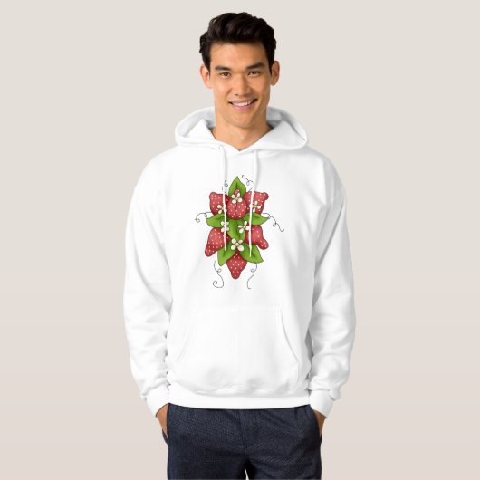 Aardbeien en Blossoms Mannen Hoodie (Voorkant volledig)