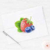 Aardbeien en bosbessen ronde sticker (Envelop)