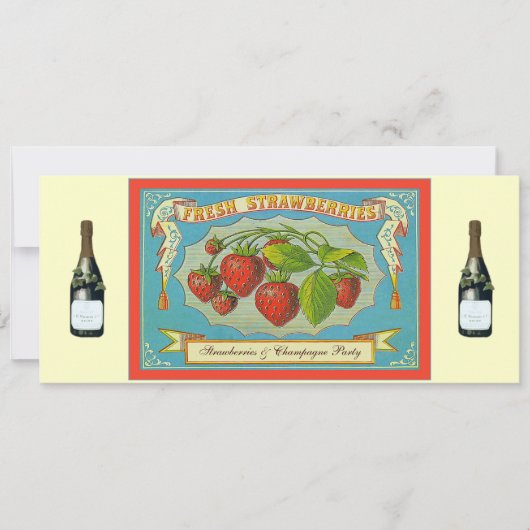 Aardbeien en Champagne Party Kaart (Voorkant)