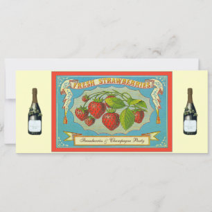 Aardbeien en Champagne Party Kaart