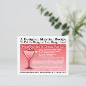 Aardbeien en Cream Martini ReceptAnsichtkaart Briefkaart (Staand voorkant)