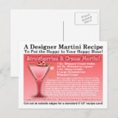 Aardbeien en Cream Martini ReceptAnsichtkaart Briefkaart (Voorkant / Achterkant)