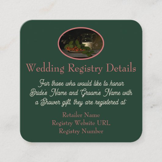 Aardbeien en Cream Wedding Registry Informatiekaartje (Voorkant)