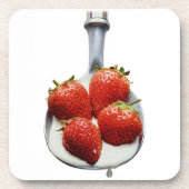 Aardbeien en crème bier onderzetter (Voorkant)