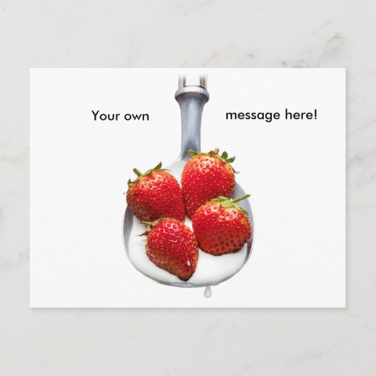 Aardbeien en crème briefkaart (Voorkant)