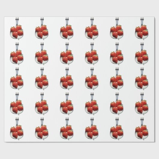 Aardbeien en crème cadeaupapier (Vlak)