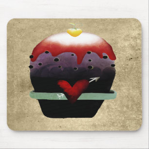 Aardbeien en crème cupcake primitieve muismat
