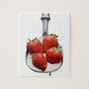 Aardbeien en crème legpuzzel