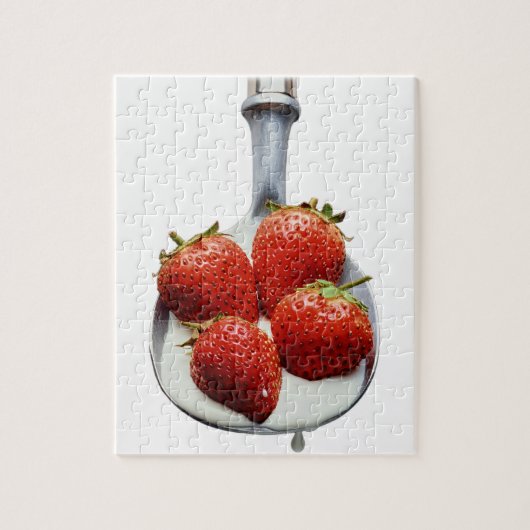 Aardbeien en crème legpuzzel (Verticaal)