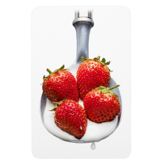 Aardbeien en crème magneet (Verticaal)