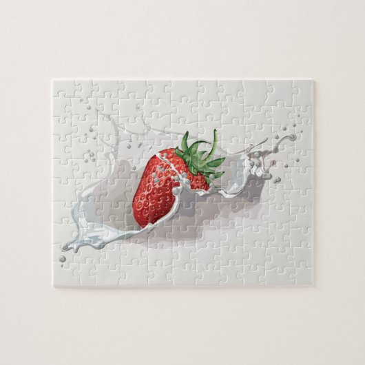 Aardbeien en crème, moeilijk legpuzzel (Horizontaal)