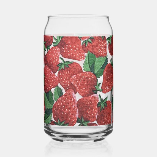Aardbeien en Crème Patroon Blikvorm Glas (Voorkant)