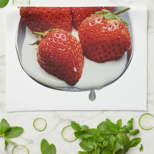 Aardbeien en crème theedoek (Gevouwen)