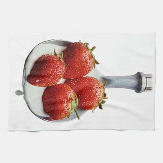 Aardbeien en crème theedoek (Horizontaal)