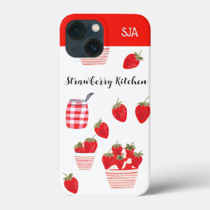 Aardbeien en Crème Vers Fruit Zomer Monogram Case-Mate iPhone Case