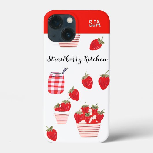 Aardbeien en Crème Vers Fruit Zomer Monogram Case-Mate iPhone Case (Achterkant)