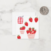 Aardbeien en Crème Zomerrood Wit  Notitiekaartje (Voorkant / Achterkant in situ)
