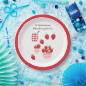 Aardbeien en Crème Zomerrood Wit Papieren Bordje (Feest)