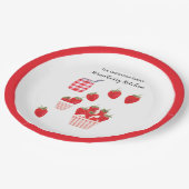 Aardbeien en Crème Zomerrood Wit Papieren Bordje (Gekanteld)