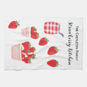 Aardbeien en Crème Zomerrood Wit Theedoek (Horizontaal)