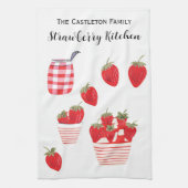 Aardbeien en Crème Zomerrood Wit Theedoek (Verticaal)