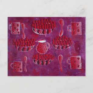 Aardbeien en crèmeverf briefkaart