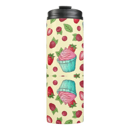 Aardbeien En Cupcakes Thermosbeker (Voorkant)