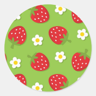Aardbeien en Dagen op groen (2) Ronde Sticker