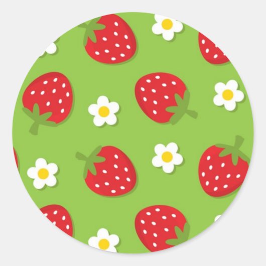 Aardbeien en Dagen op groen (2) Ronde Sticker (Voorkant)