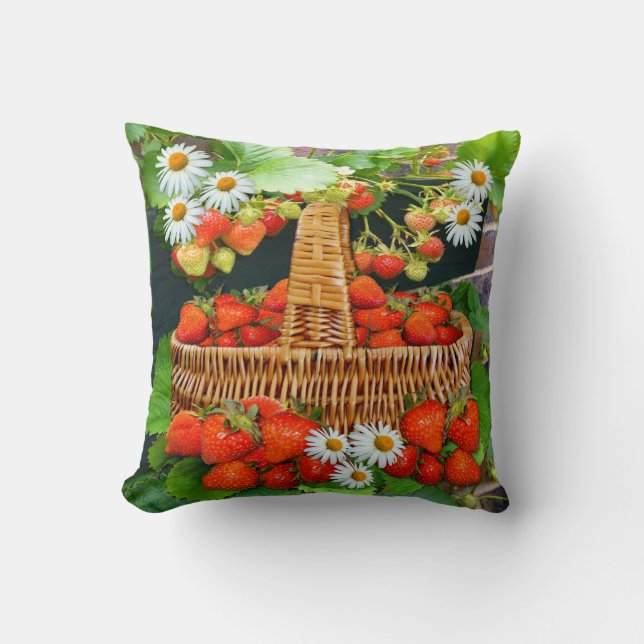 Aardbeien en Dagen ~ Pillow/Cushion Kussen (Voorkant)