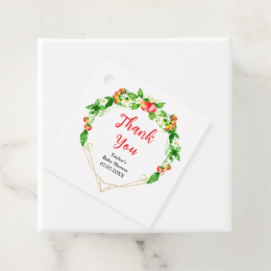 Aardbeien en Daisies Baby shower Dank U Bedankjes Labels (In situ)