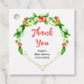Aardbeien en Daisies Baby shower Dank U Bedankjes Labels (Voorkant)