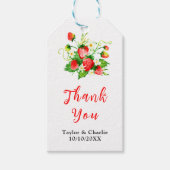 Aardbeien en Daisies Bruiloft Dank U Cadeaulabel (Voorkant)