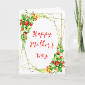 Aardbeien en Daisies Happy Moederdag Kaart (Voorkant)
