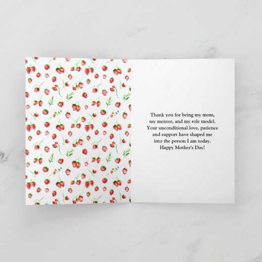 Aardbeien en Daisies Happy Moederdag Kaart (Binnen)