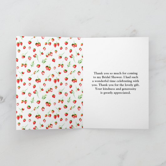 Aardbeien en Daisies Vrijgezellenfeest Bedankkaart (Binnen)
