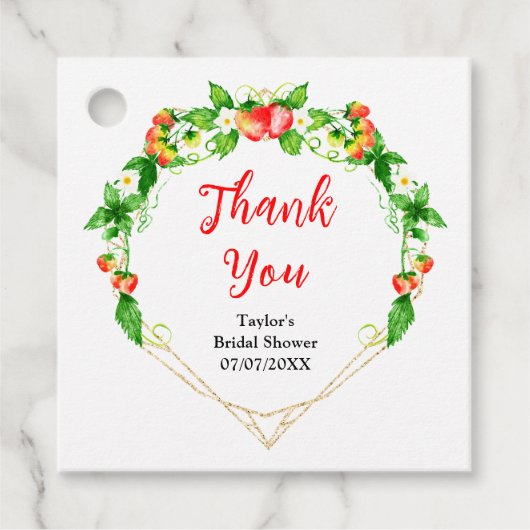 Aardbeien en Daisies Vrijgezellenfeest Dank u Bedankjes Labels (Voorkant)