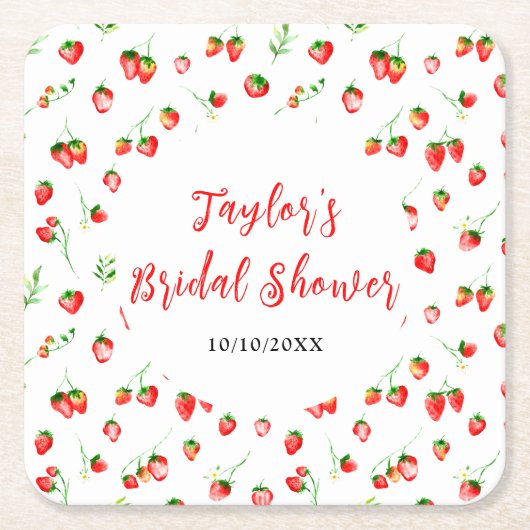 Aardbeien en Daisies Vrijgezellenfeest Kartonnen Onderzetters (Voorkant)