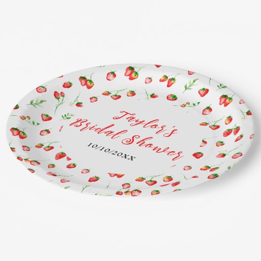 Aardbeien en Daisies Vrijgezellenfeest Papieren Bordje (Gekanteld)